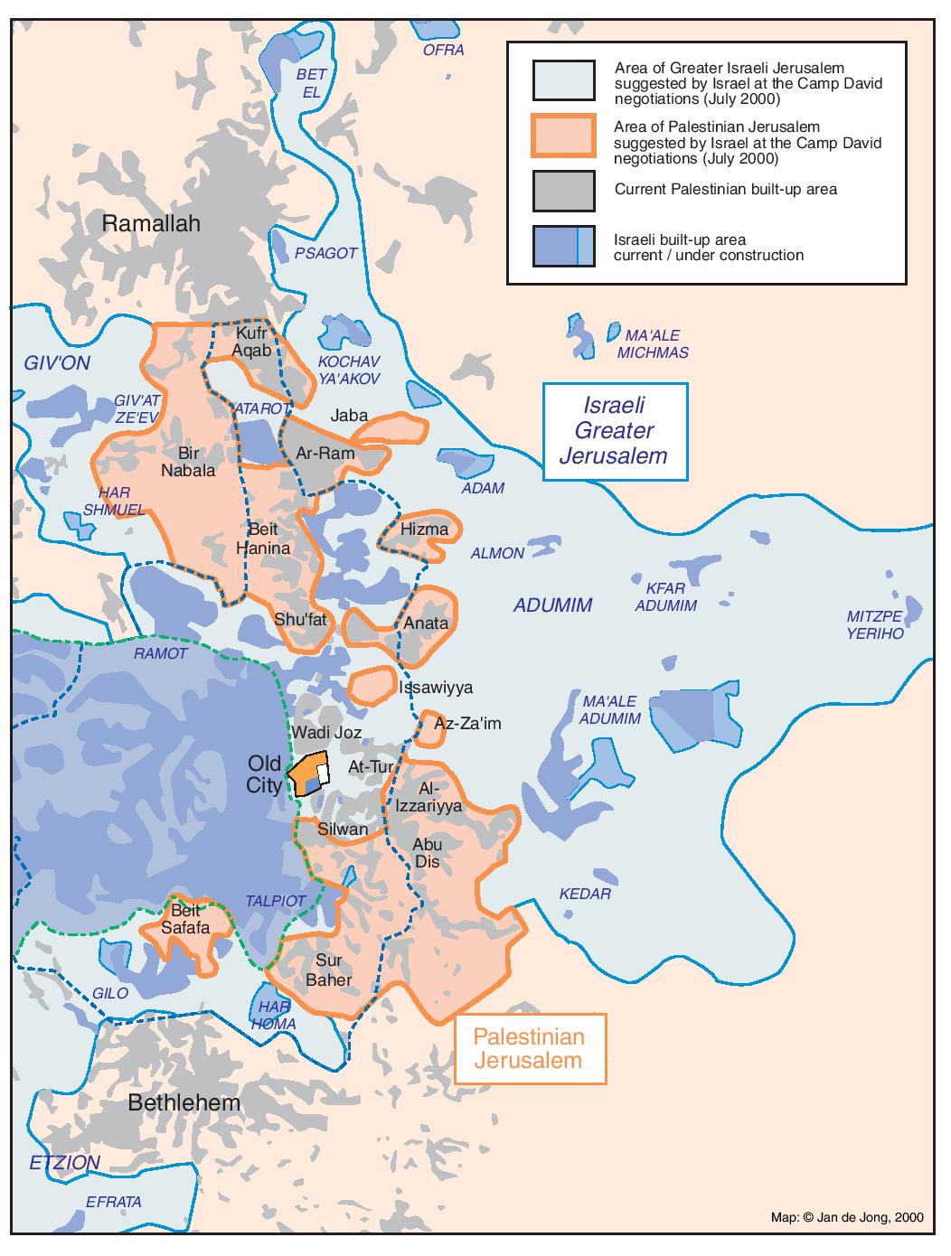 PROJECTION OF THE ISRAELI PROPOSAL FOR JERUSALEM’S FINAL STATUS AT CAMP DAVID, JULY 2000